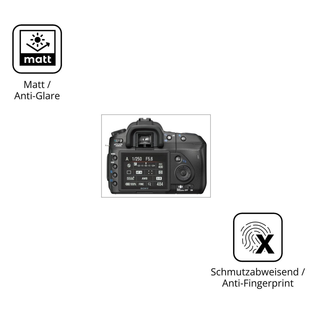 4x Schutzfolie matt für Sony DSLR-A200 Display-Sch (5)