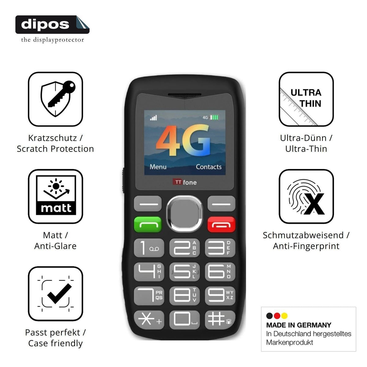 4x Schutzfolie matt für TTfone TT890 4G Display-Sc (7)