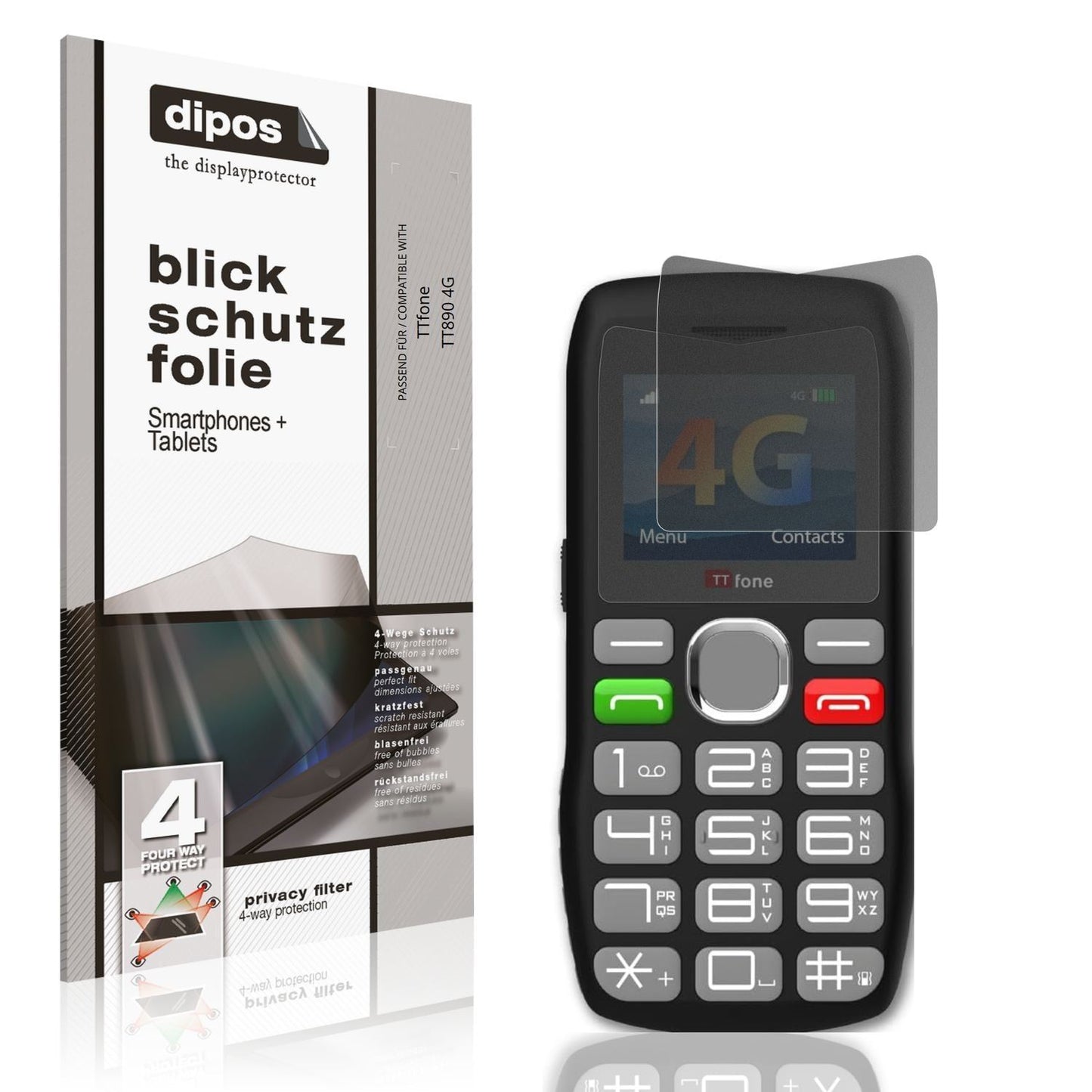 Blickschutzfolie für TTfone TT890 4G matt Schutzfo (1)