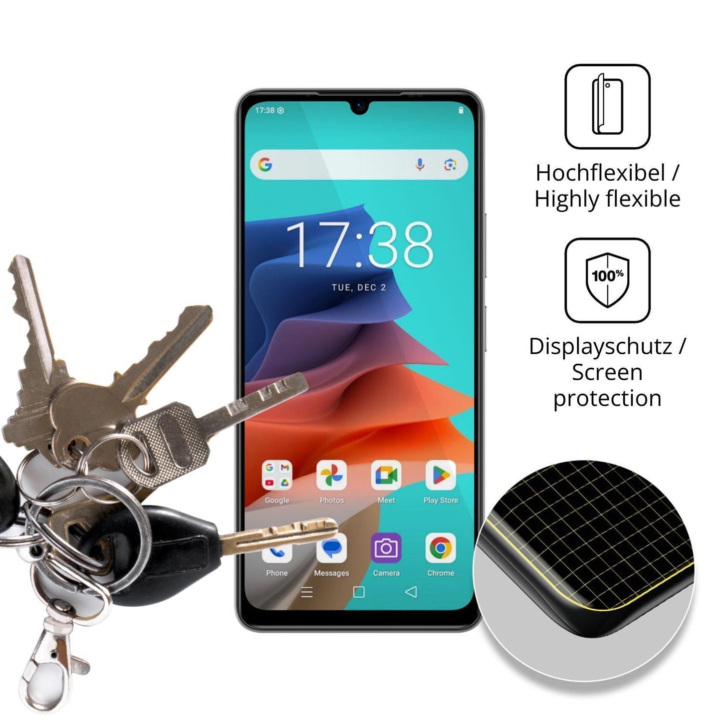 2x 3D Full Cover Schutzfolie für Philips S7220 (3)