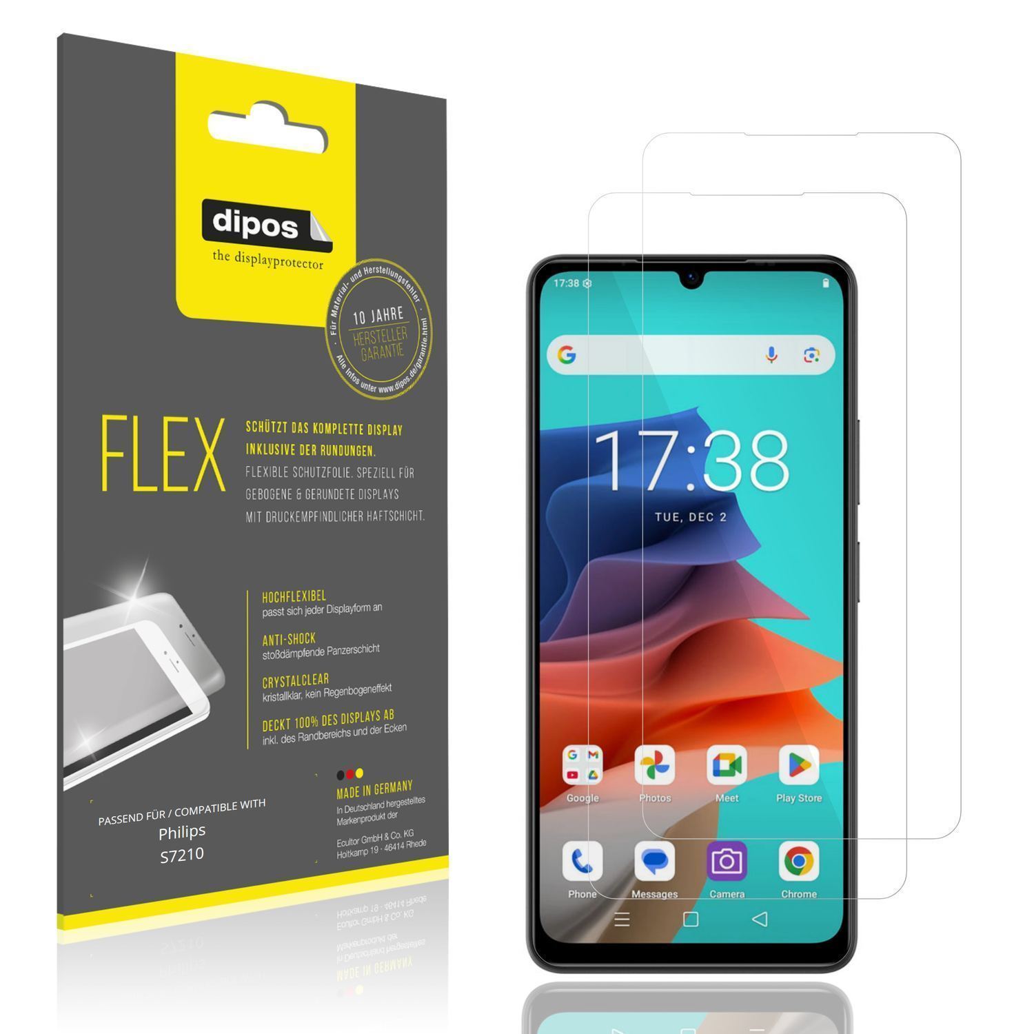 2x 3D Full Cover Schutzfolie für Philips S7210 (1)