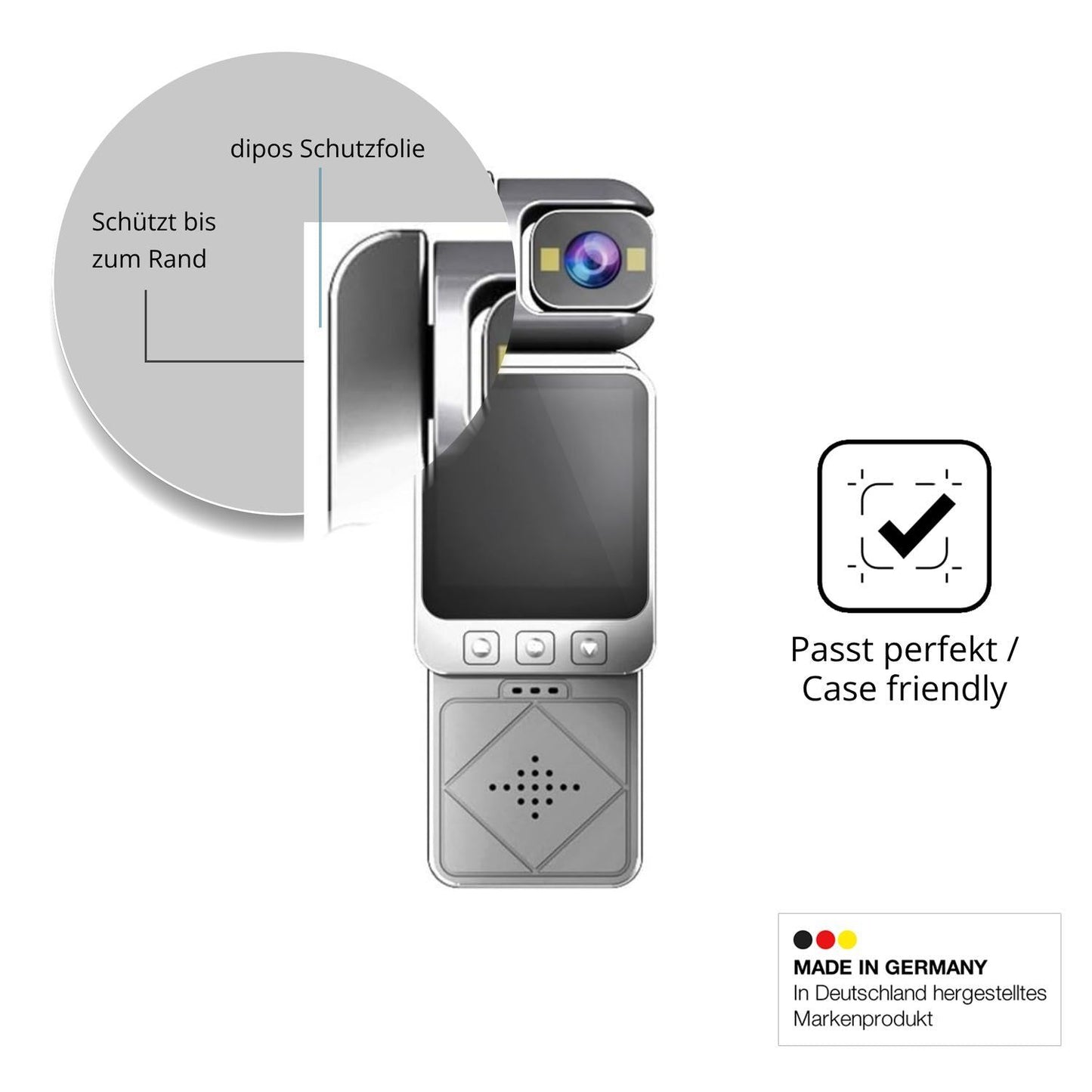 2x 9H Schutzfolie für ARMYJY Clip-On Body Cam Panz (6)
