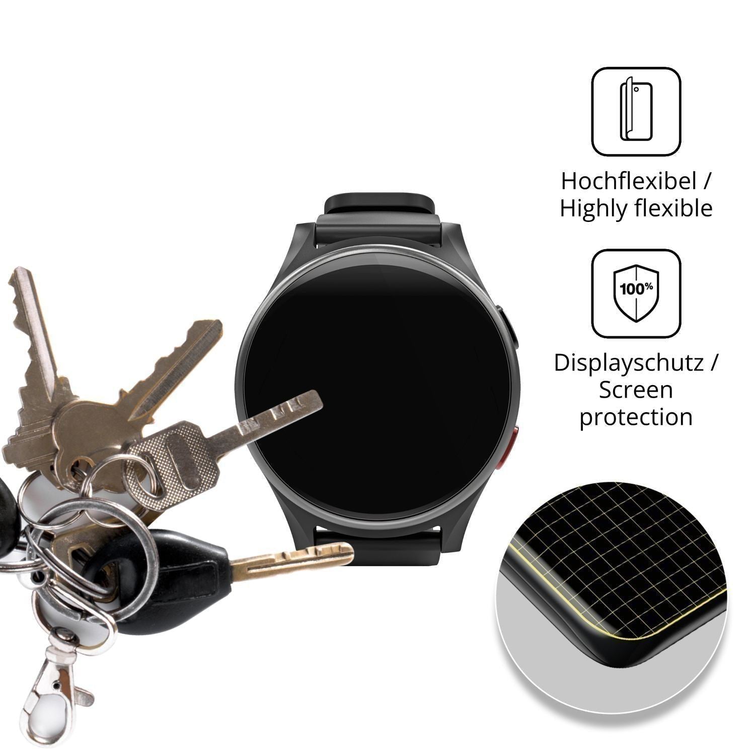 2x 3D Full Cover Schutzfolie für 29 mm Durchmesser (3)