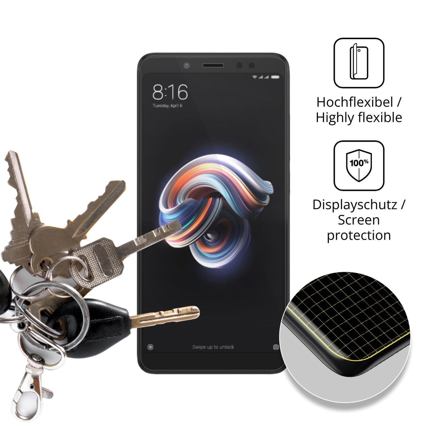 2x 3D Full Cover Schutzfolie für Xiaomi Redmi Note (3)
