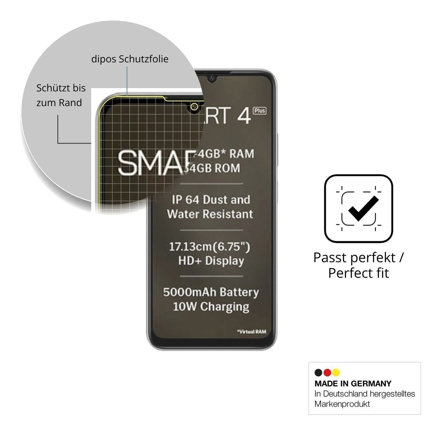 2x Full Cover Schutzfolie matt für Lava Smart 4 Pl (6)