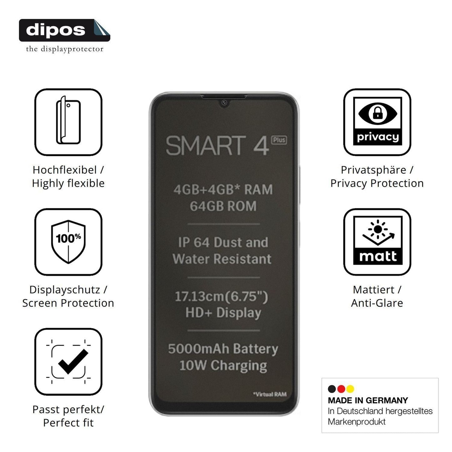 Full Cover Privacy Blickschutzfolie für Lava Smart (5)