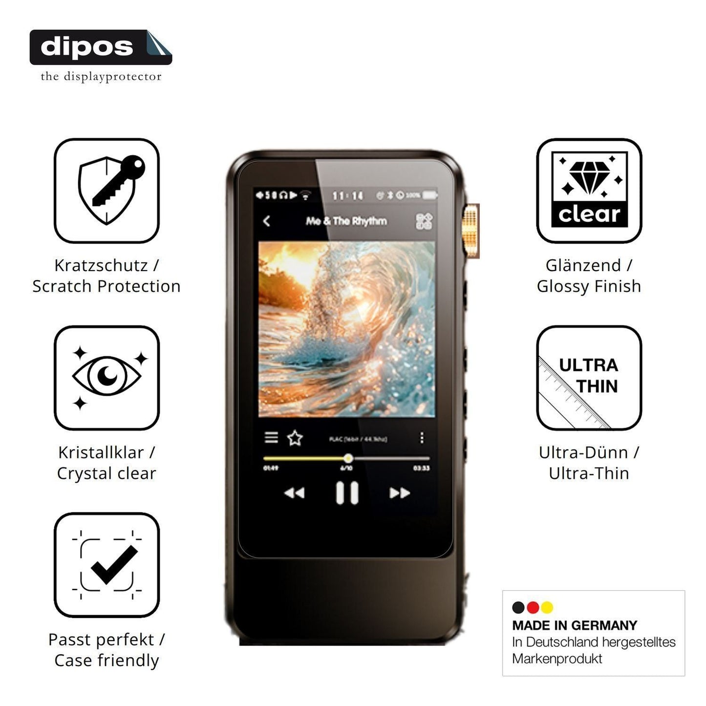 4x Schutzfolie klar für HIFI WALKER H20 Pro Displa (7)