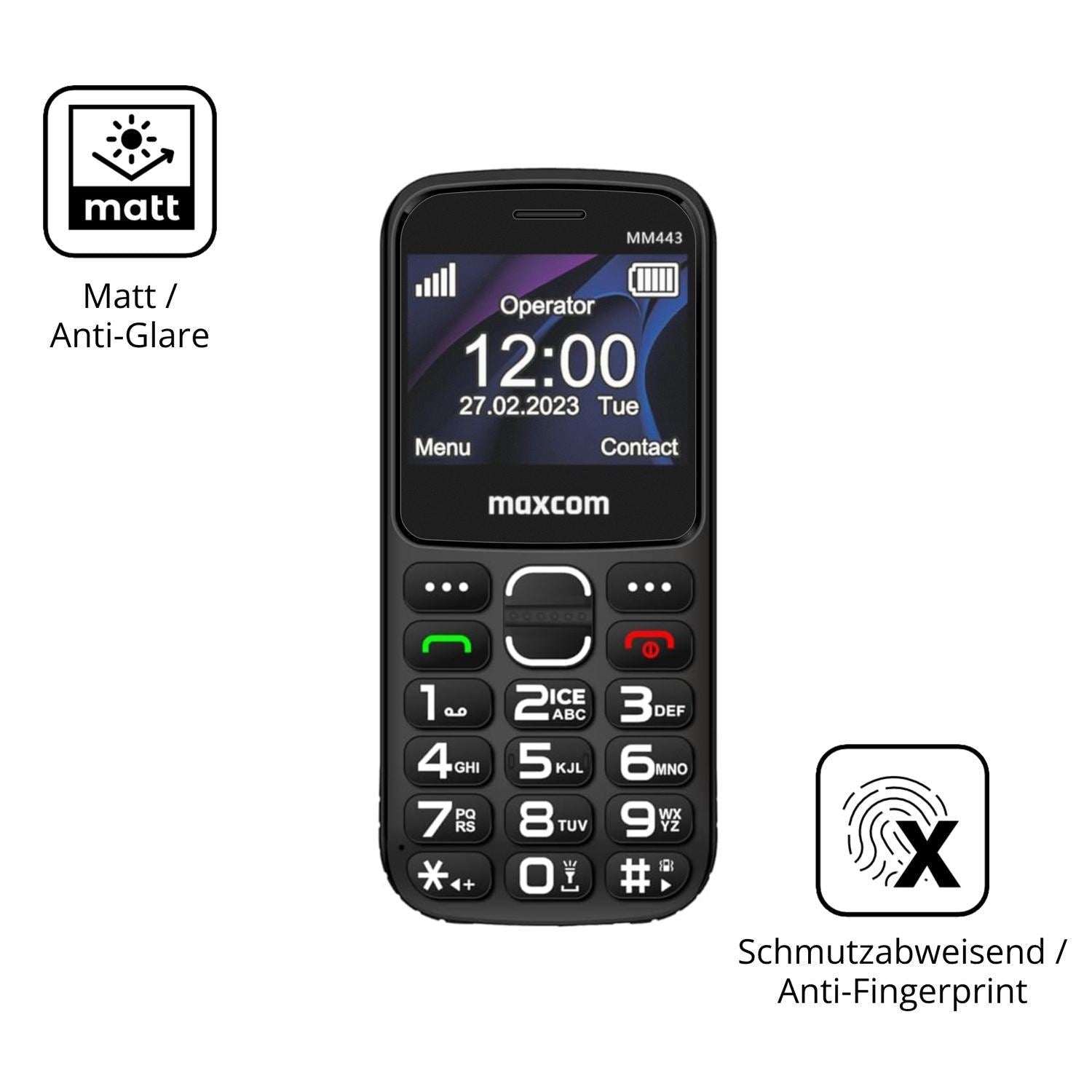 4x Schutzfolie matt für Maxcom MM443 Display-Schut (5)