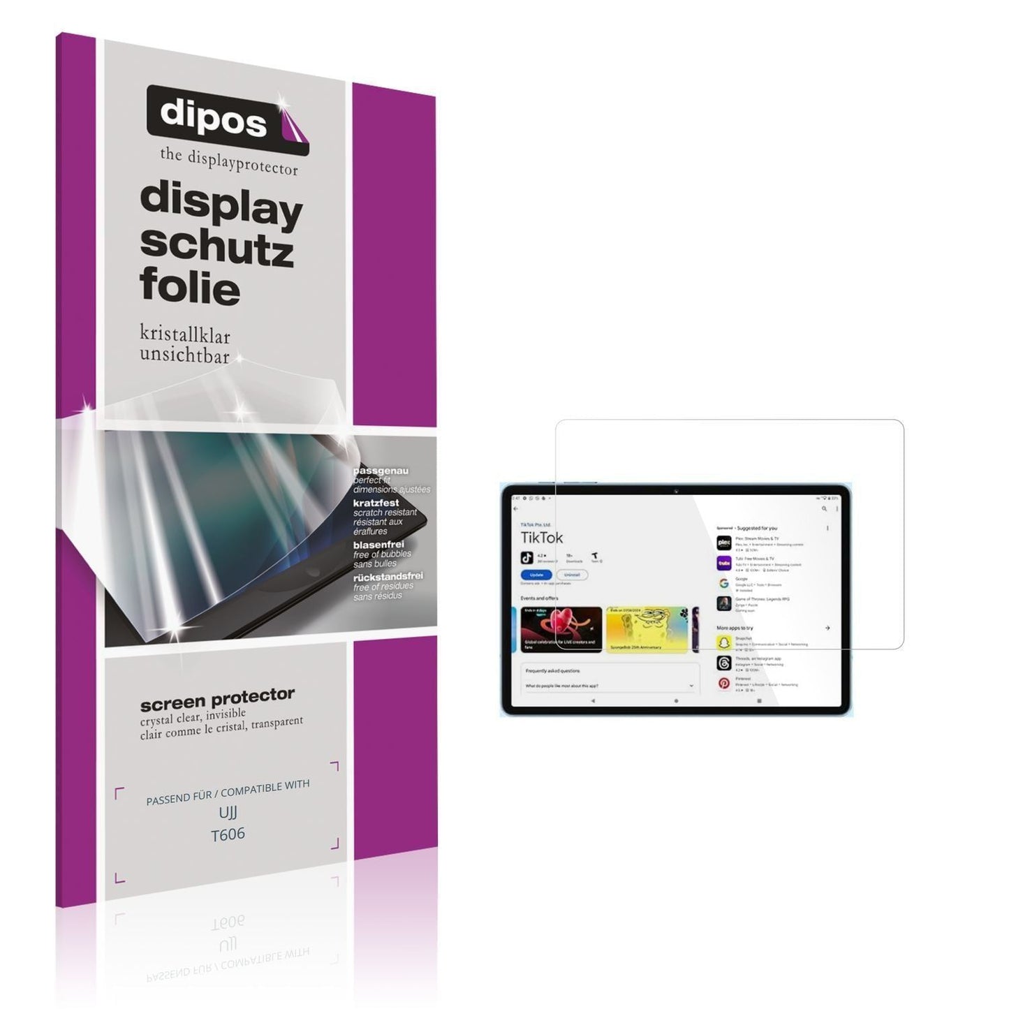 2x Schutzfolie klar für UJJ T606 Display-Schutzfol (1)