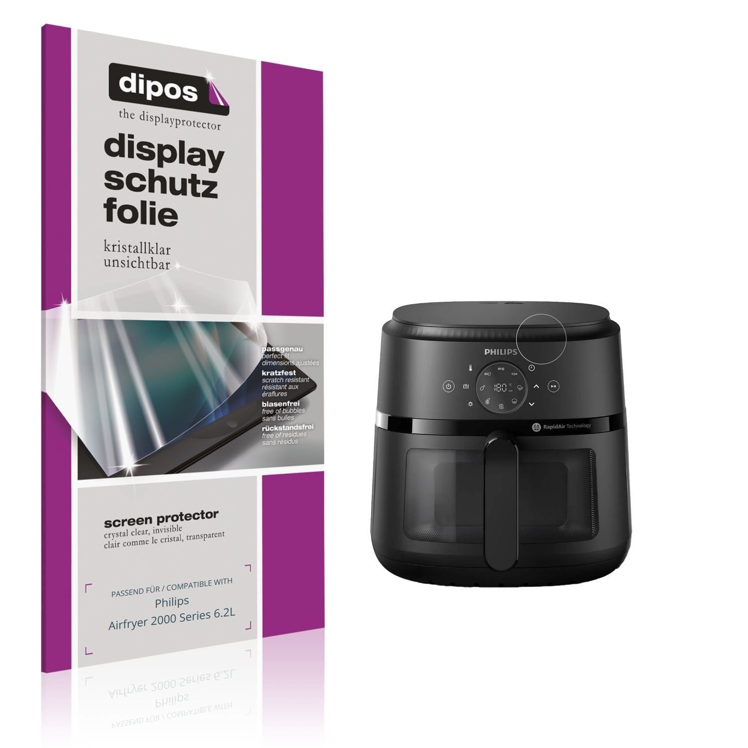 2x Schutzfolie klar für Philips Airfryer 2000 Seri (1)