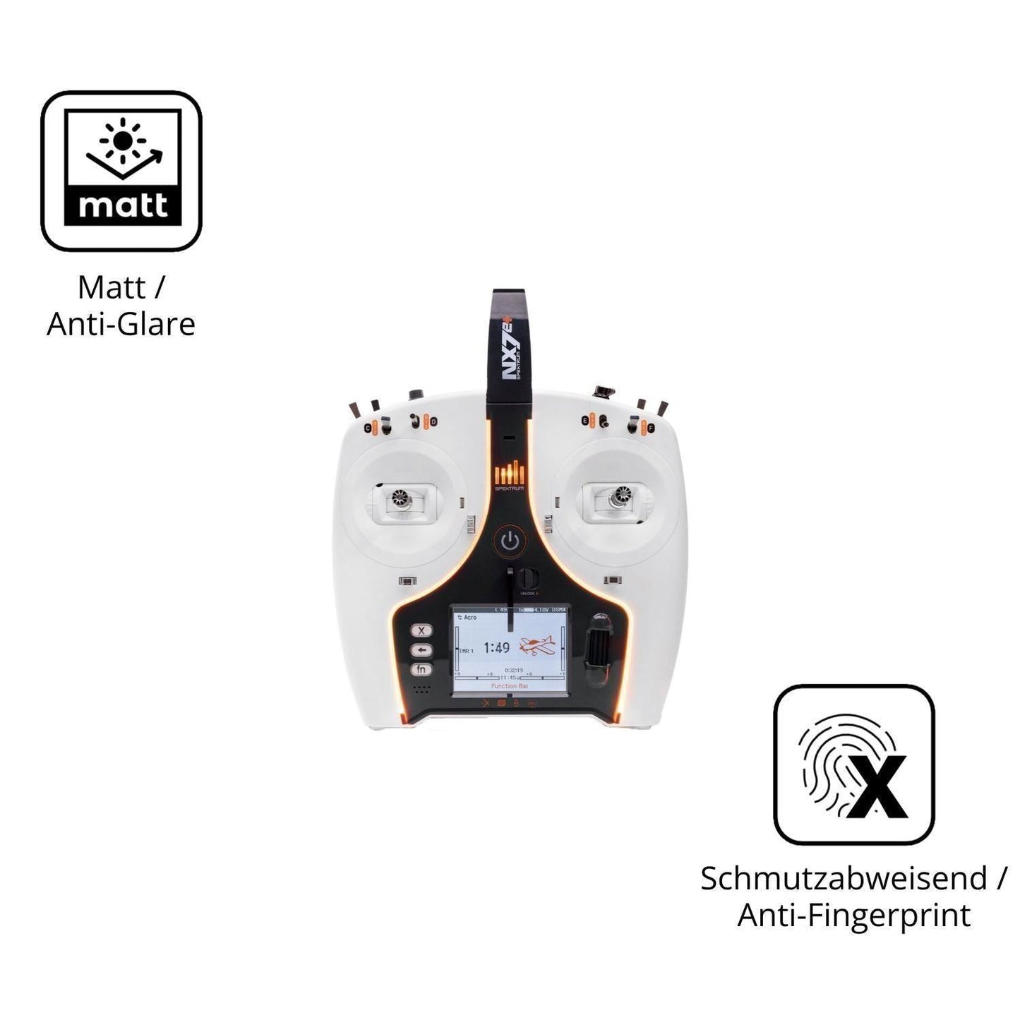 2x 9H Schutzfolie matt für Spektrum NX7e Plus Panz (5)