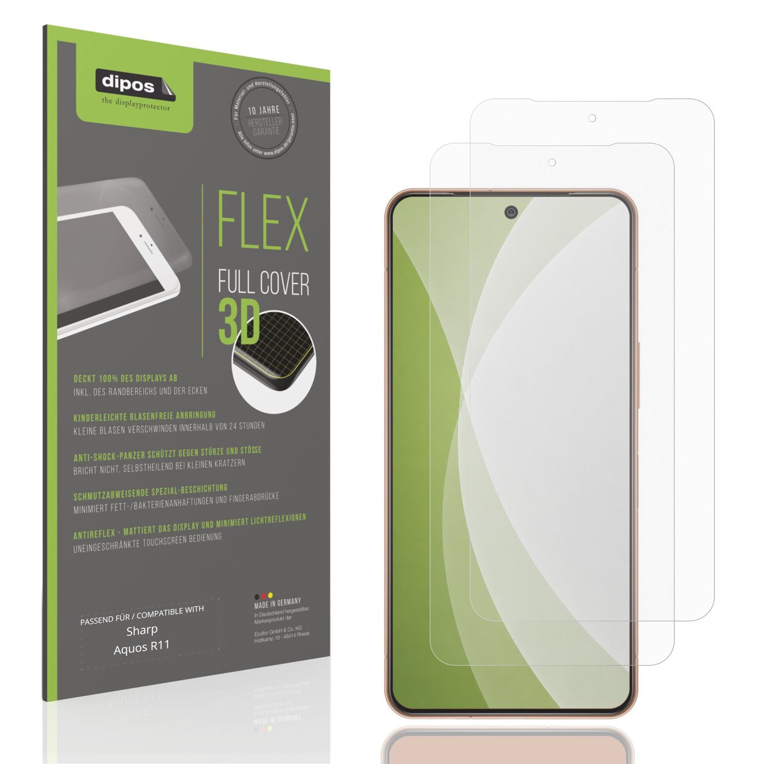 2x Full Cover Schutzfolie matt für Sharp Aquos R11 (1)