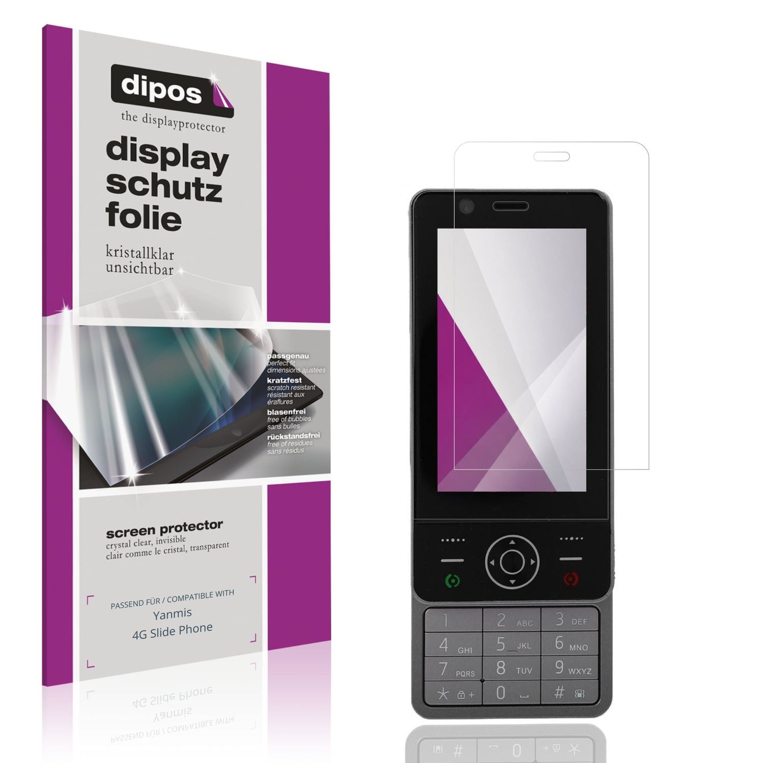 4x Schutzfolie klar für Yanmis 4G Slide Phone Disp (1)