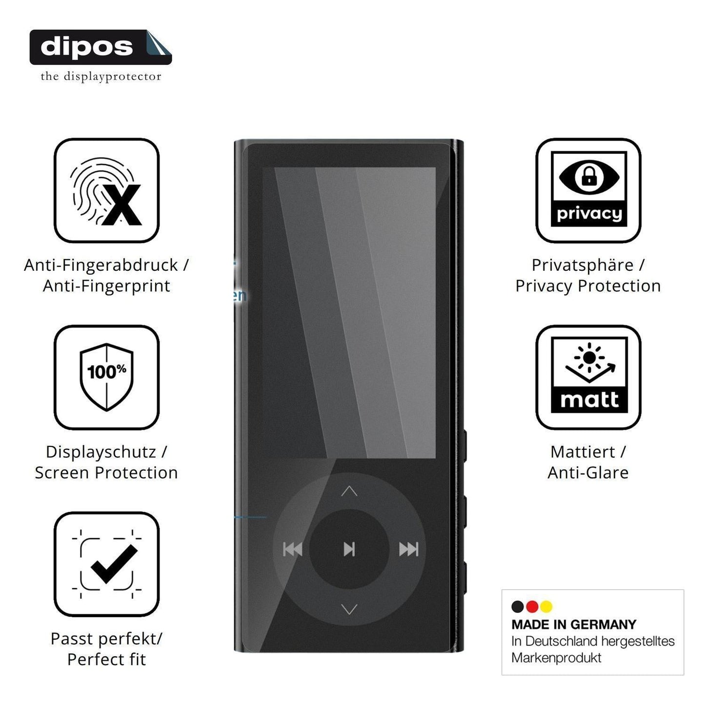 Blickschutzfolie für PlayerPure A9 MP3-Player matt (5)