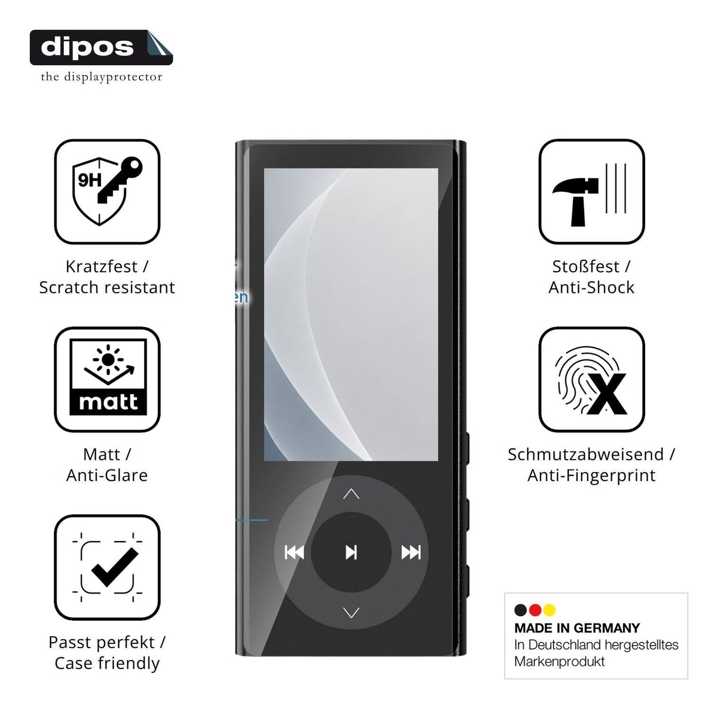 2x 9H Schutzfolie matt für PlayerPure A9 MP3-Playe (7)