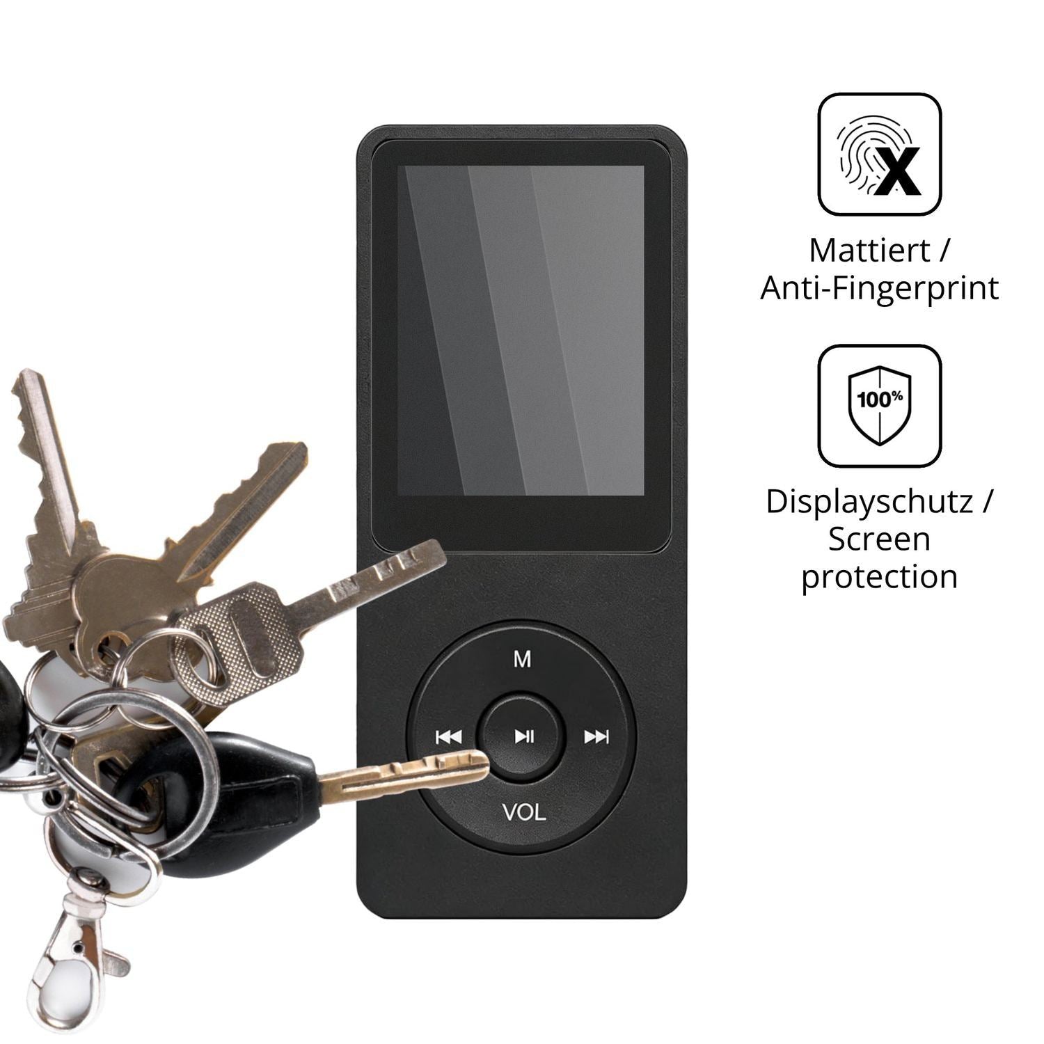 Blickschutzfolie für BORDEAG RT001 MP3-Player matt (3)