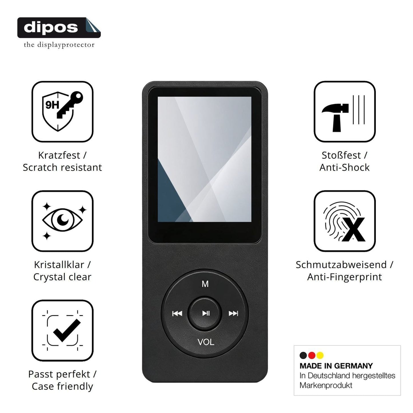 2x 9H Schutzfolie für BORDEAG RT001 MP3-Player Pan (7)