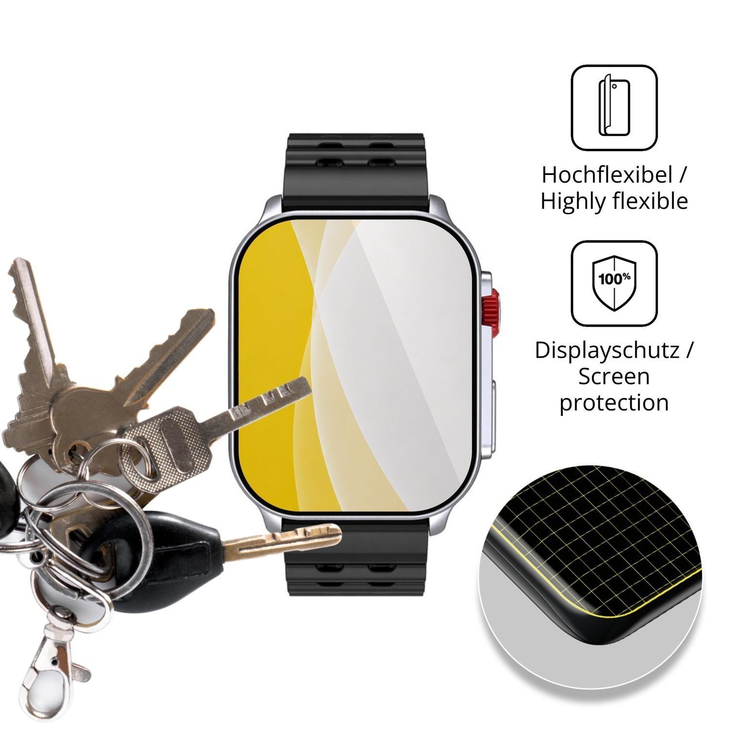 2x 3D Full Cover Schutzfolie für Meizu Watch M1 (3)