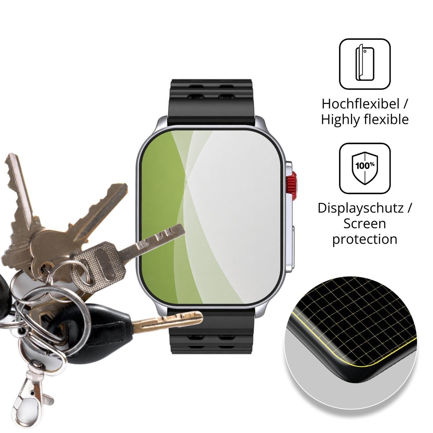 2x Full Cover Schutzfolie matt für Meizu Watch M1 (3)