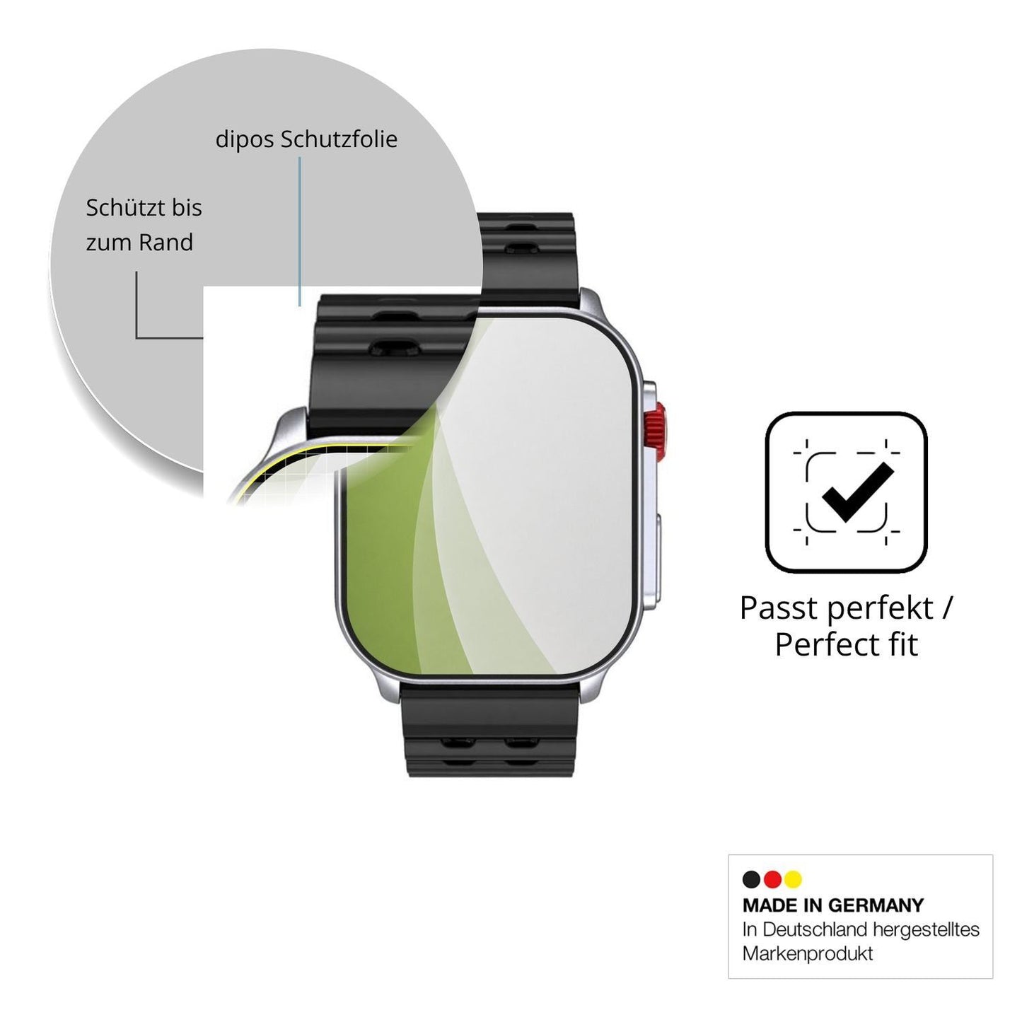 2x Full Cover Schutzfolie matt für Meizu Watch M1 (6)