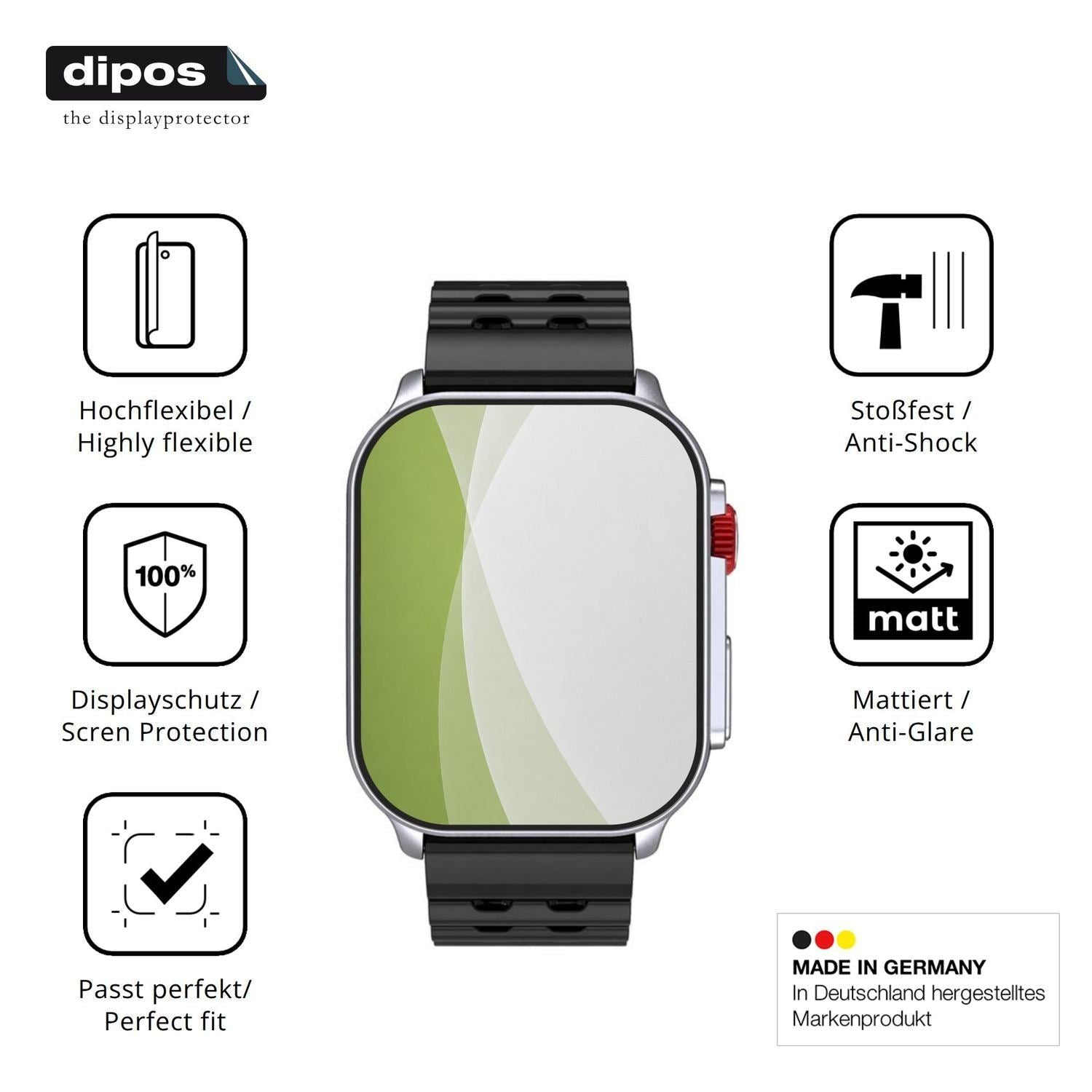 2x Full Cover Schutzfolie matt für Meizu Watch M1 (7)