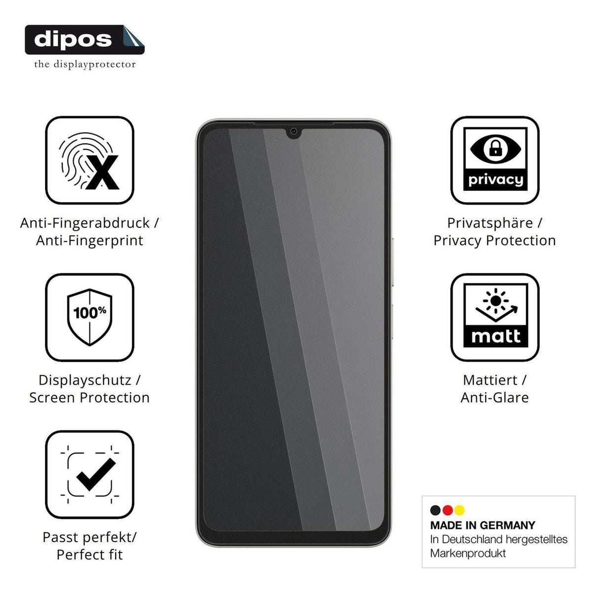 Blickschutzfolie für Vivo Y6e matt Schutzfolie Pri (5)