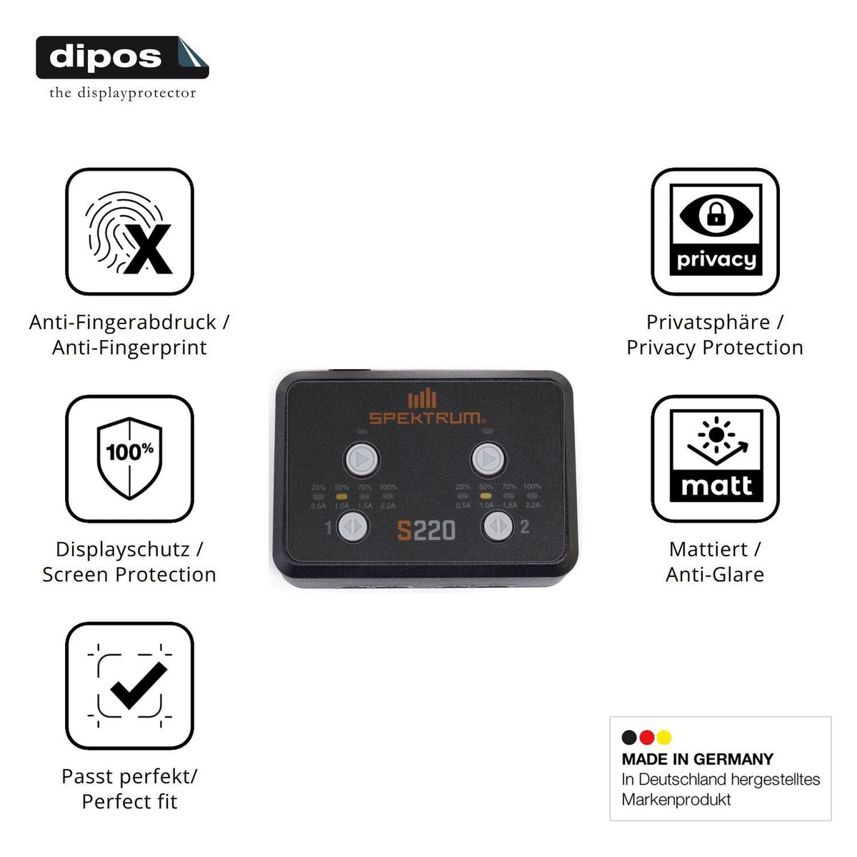 Blickschutzfolie für Spektrum Balance Charger S220 (5)