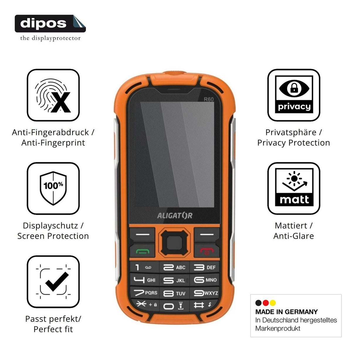 Blickschutzfolie für Aligator R60 4G eXtremo matt  (5)