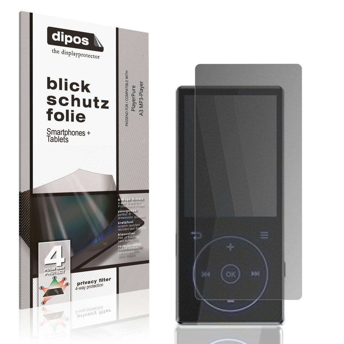 Blickschutzfolie für PlayerPure A3 MP3-Player matt (1)