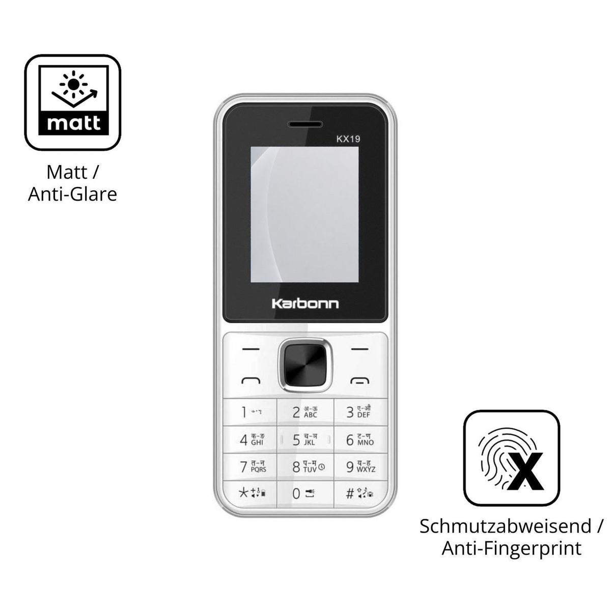 2x 9H Schutzfolie matt für Karbonn KX19 Panzerfoli (5)