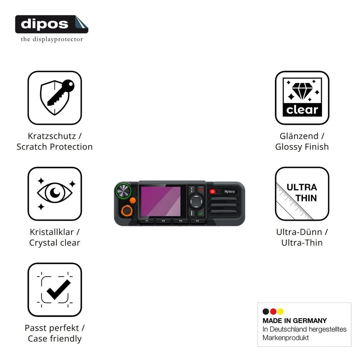 4x Schutzfolie klar für Hytera HM785 Display-Schut (1)