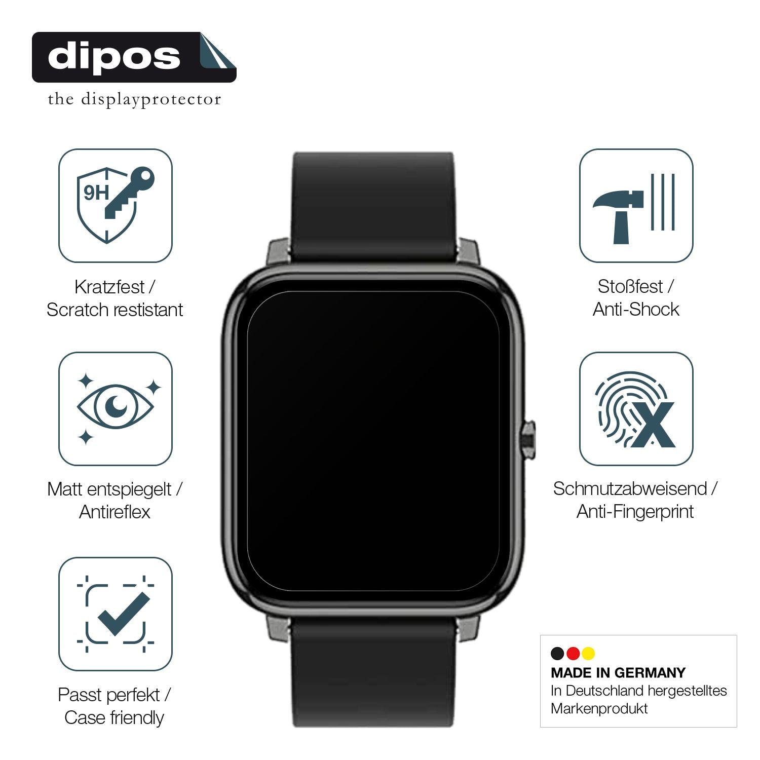 2x 9H Schutzfolie matt für Popglory Smartwatch Pan (7)