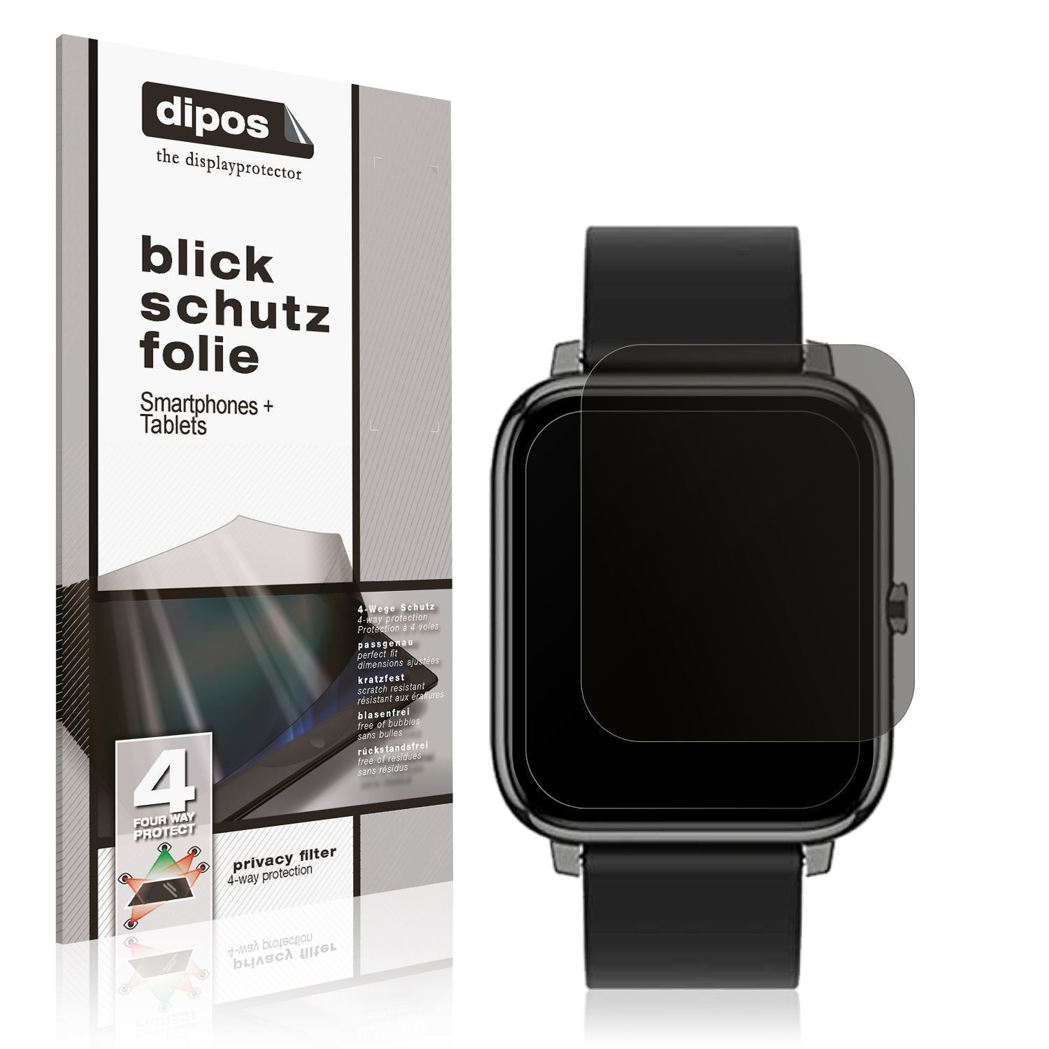 Blickschutzfolie für Popglory Smartwatch matt Schu (1)
