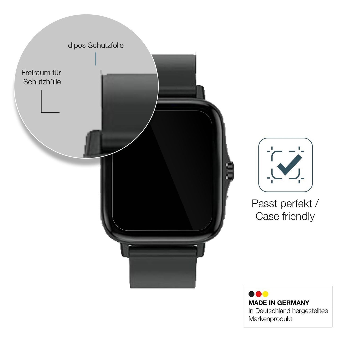 2x 9H Schutzfolie für Kaseemi 1,7 Zoll Smartwatch  (6)