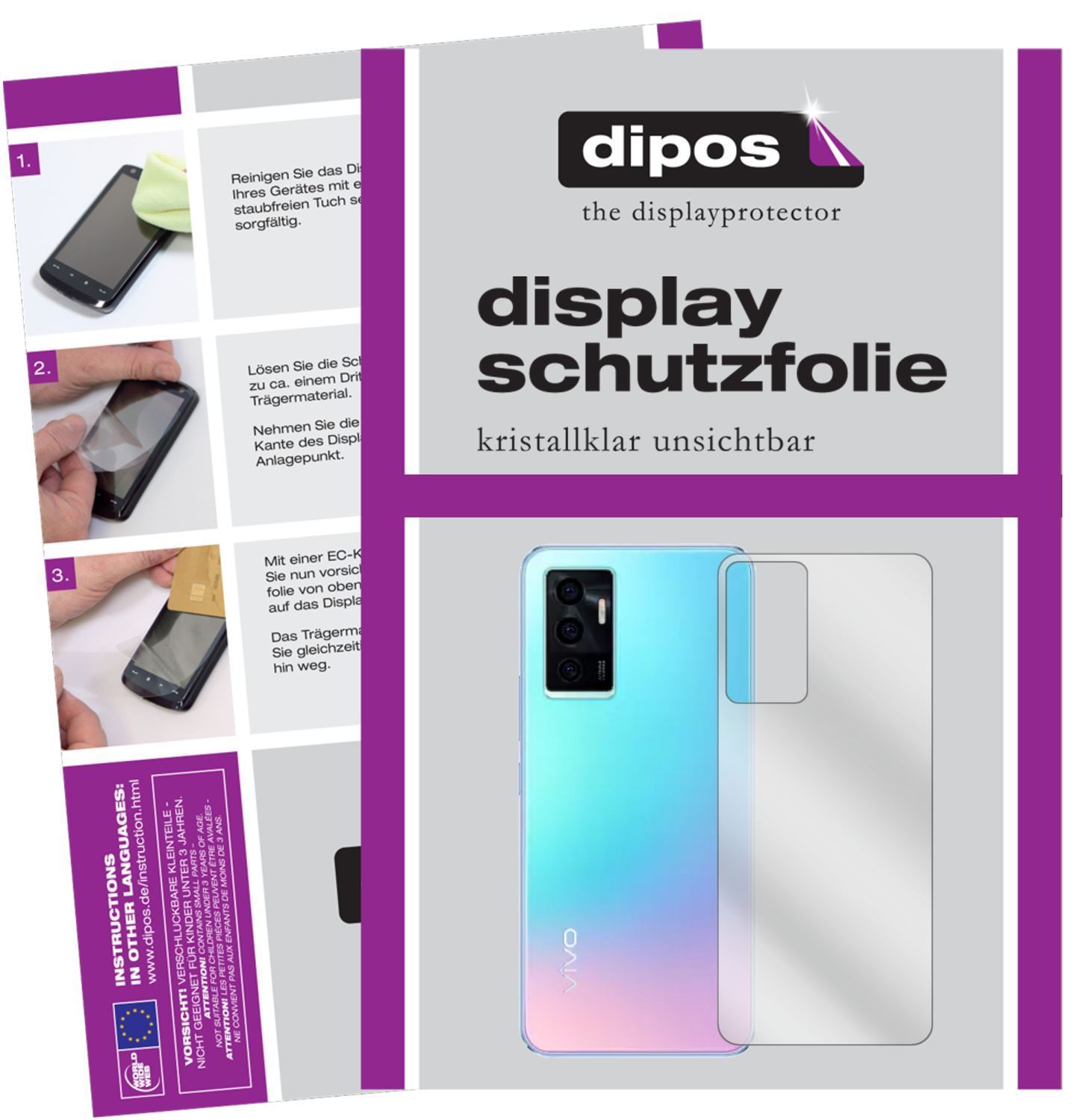 1x Schutzfolie klar für Vivo V23e 5G Rückseite Dis (1)
