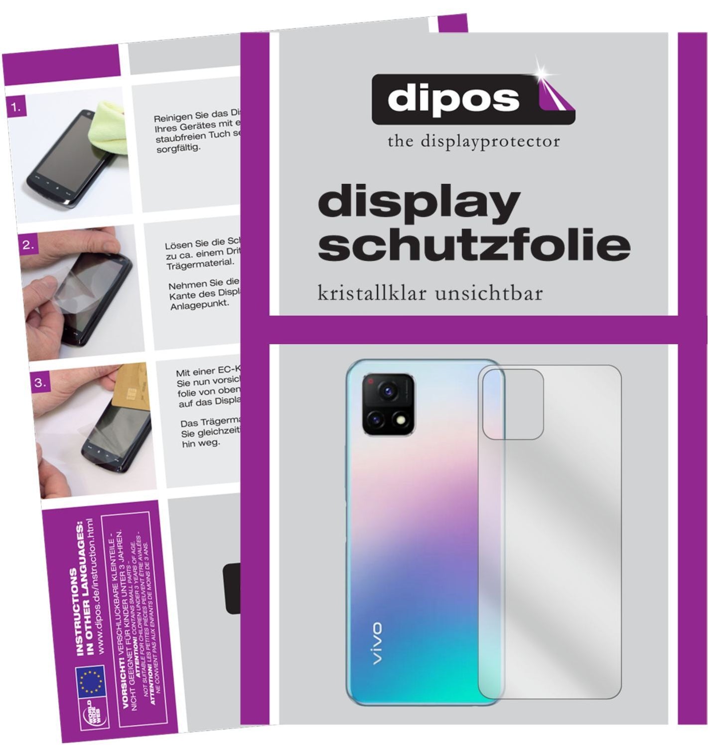 5x Schutzfolie klar für Vivo Y32 Rückseite Display (1)