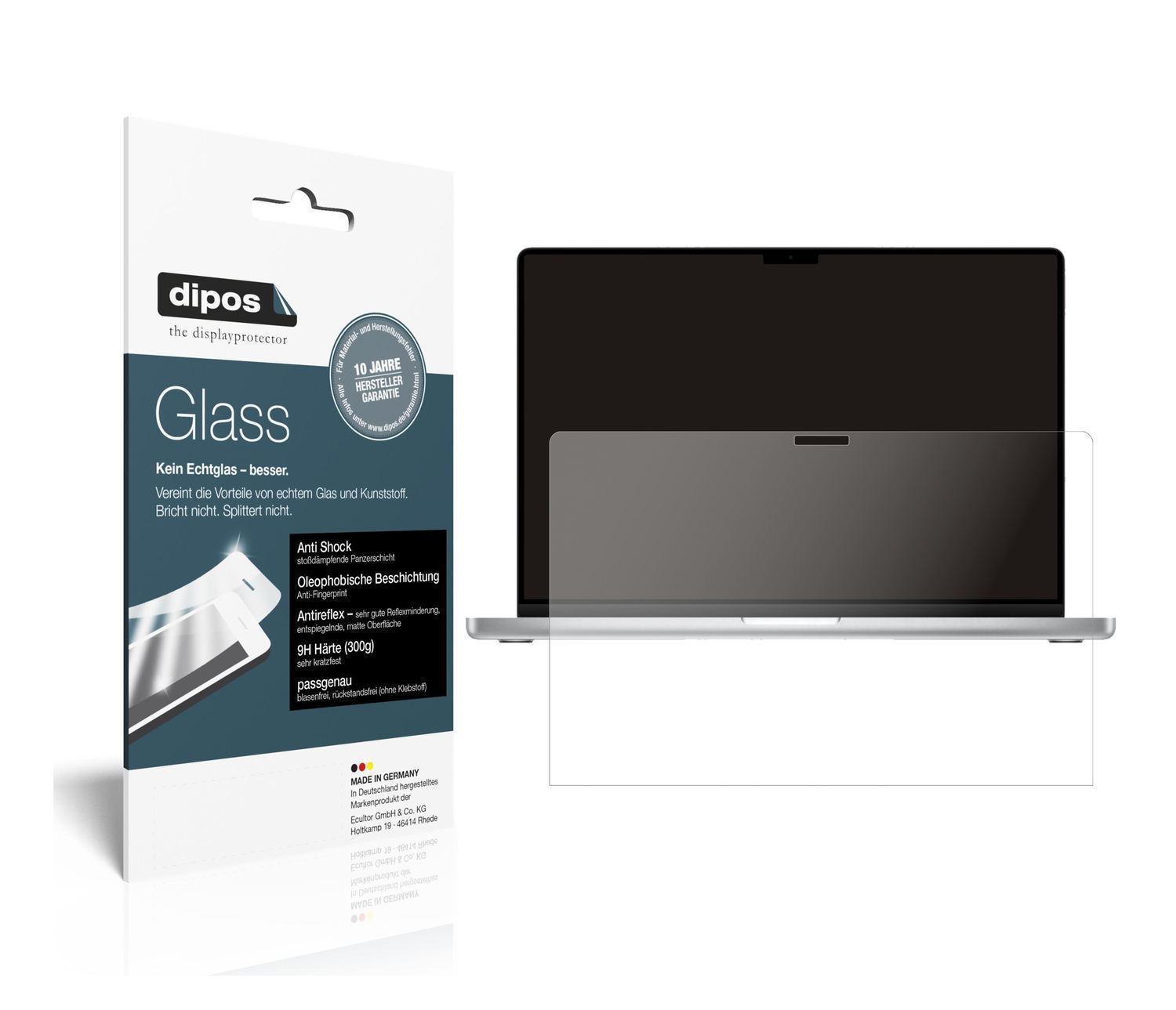 1x 9H Schutzfolie matt für Apple MacBook Pro 14 Zo (1)