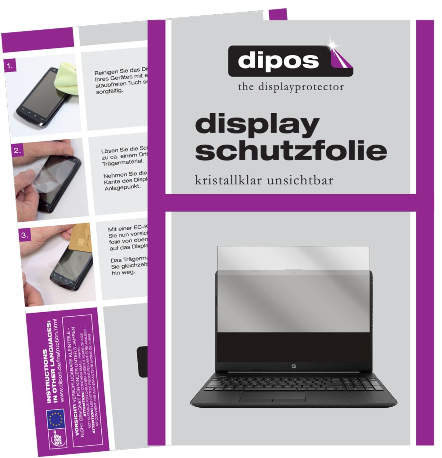 2x Schutzfolie klar für HP Notebook 15 Zoll gw0542 (1)