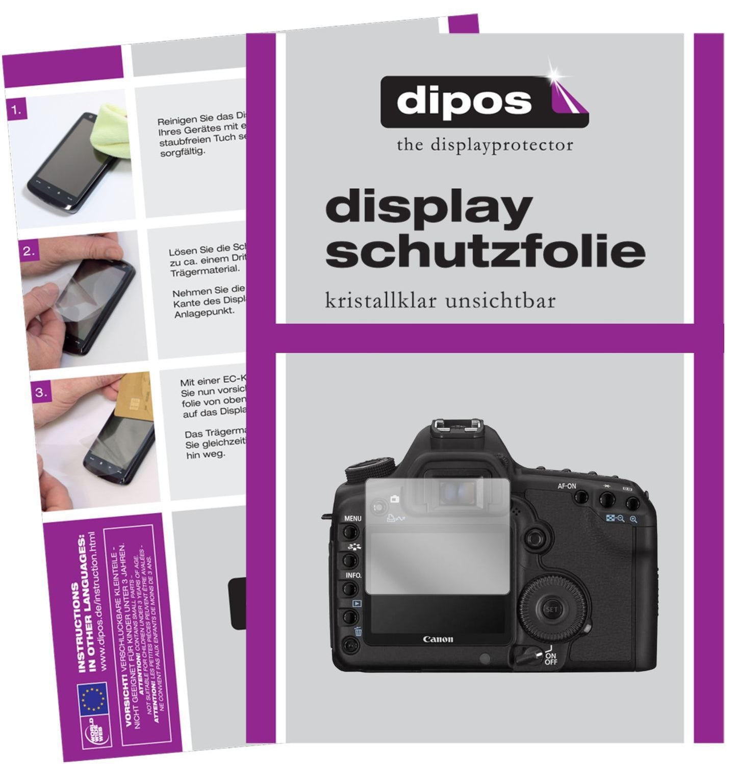 2x Schutzfolie klar für Canon Eos 5D Mark II Displ (1)