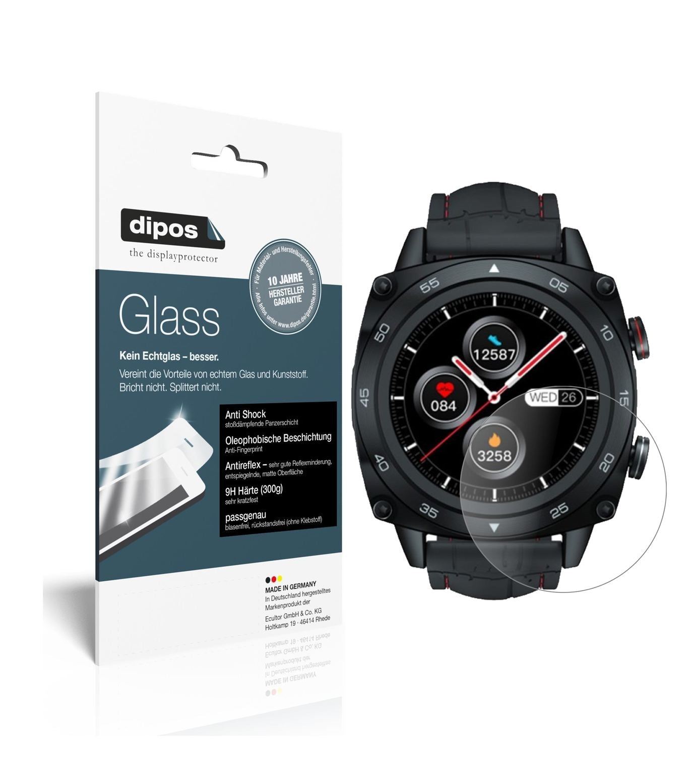 2x 9H Schutzfolie matt für Cubot C3 Smartwatch Pan (1)