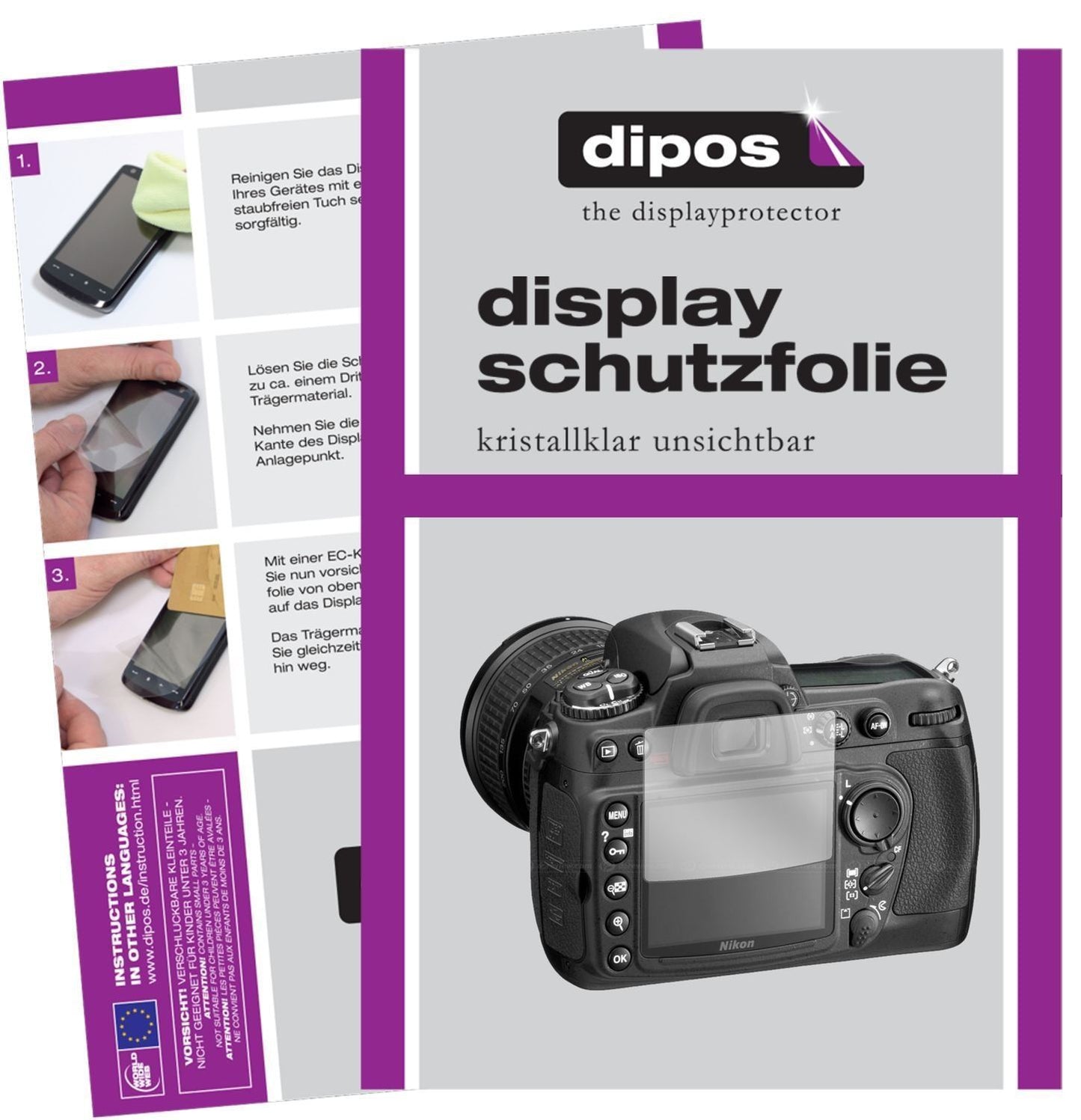 2x Schutzfolie klar für Nikon D300 Display-Schutzf (1)