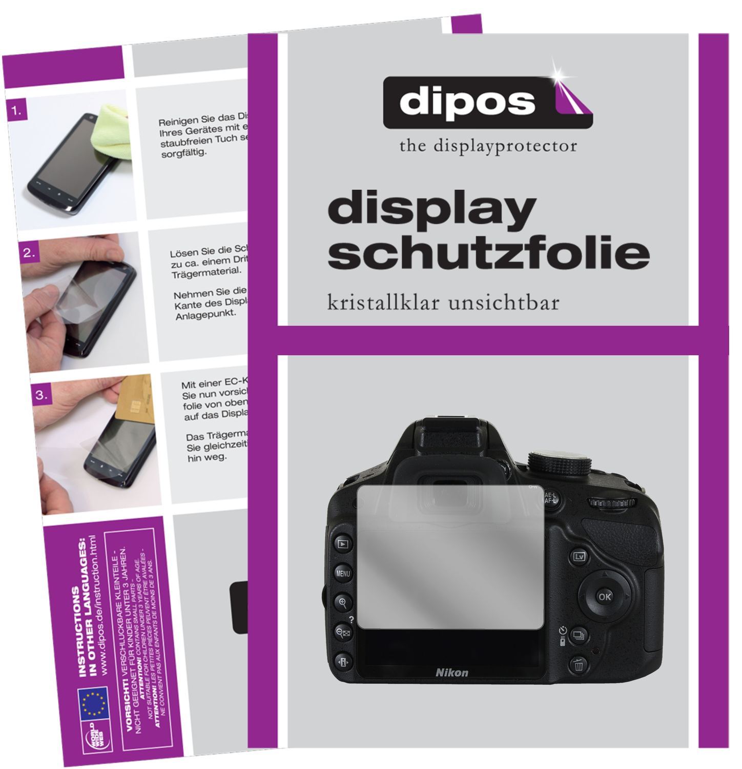 5x Schutzfolie klar für Nikon D3200 Display-Schutz (1)