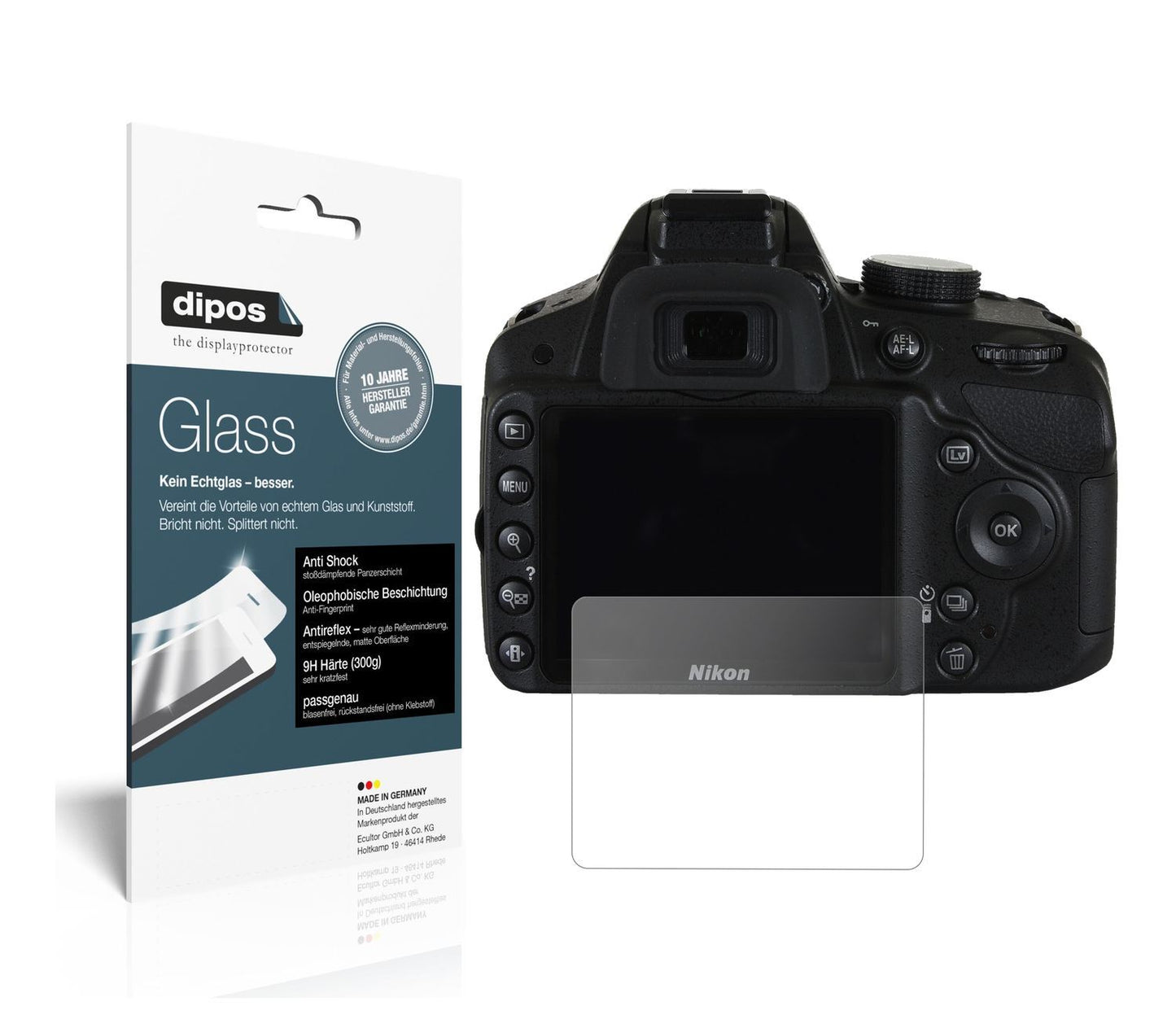 2x 9H Schutzfolie matt für Nikon D3200 Panzerfolie (1)