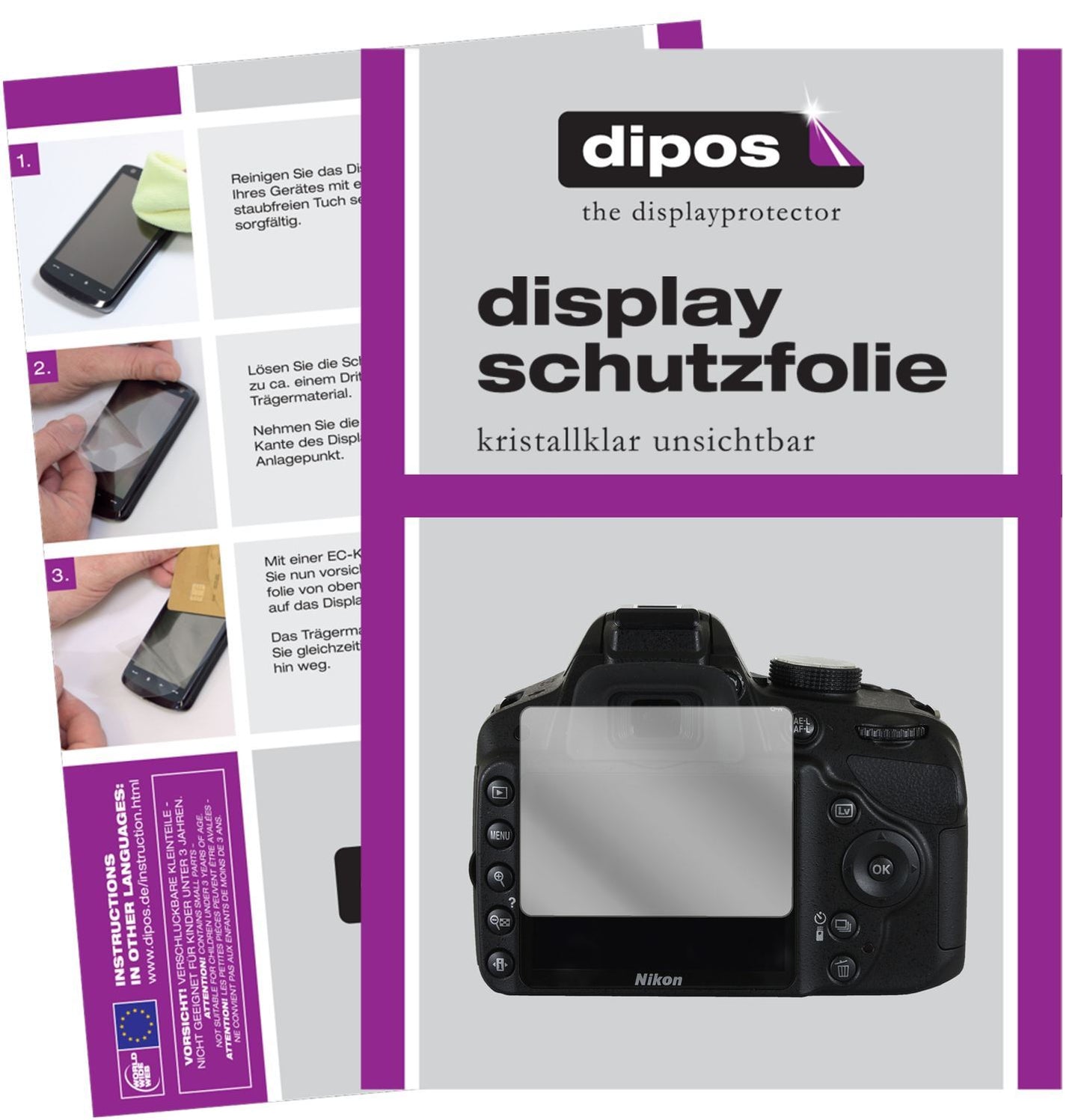 6x Schutzfolie klar für Nikon D3200 Display-Schutz (1)