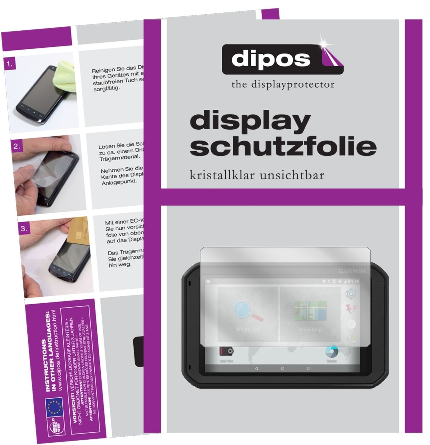 2x Schutzfolie klar für Garmin fleet 770 Display-S (1)
