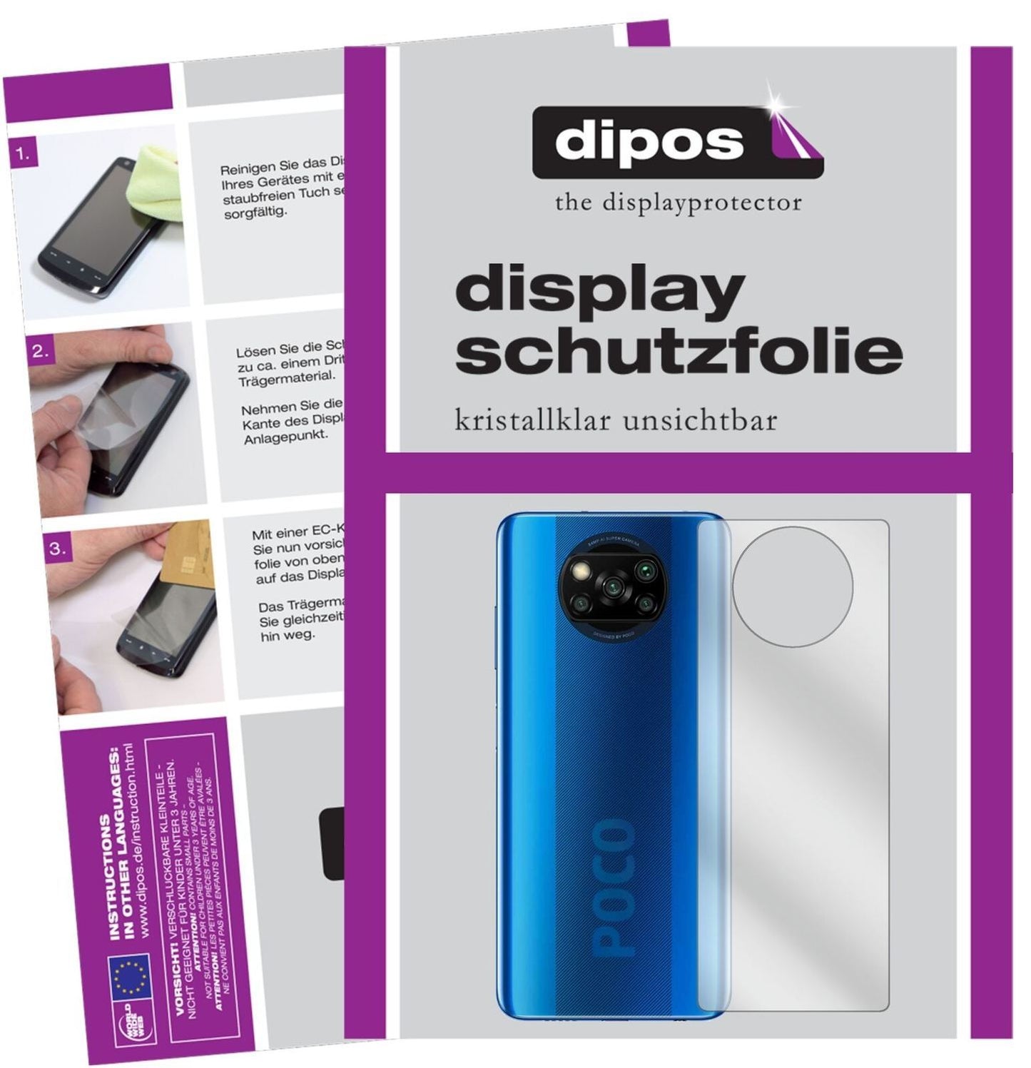 1x Schutzfolie klar für Poco X3 NFC Rückseite Disp (1)
