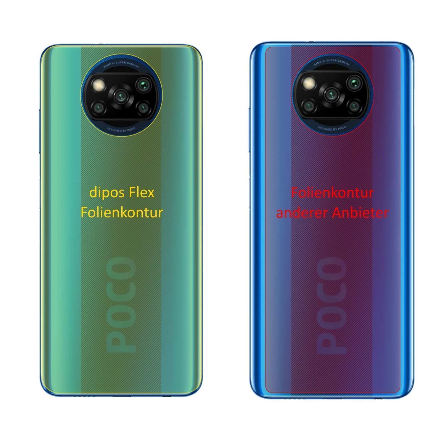 3x 3D Full Cover Schutzfolie für Poco X3 NFC Rücks (2)