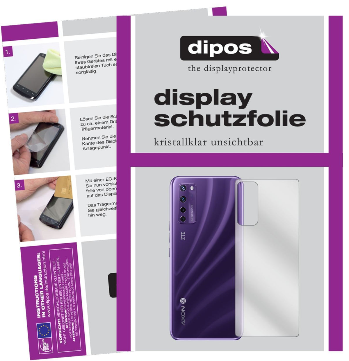 6x Schutzfolie klar für ZTE A20 5G Rückseite Displ (1)