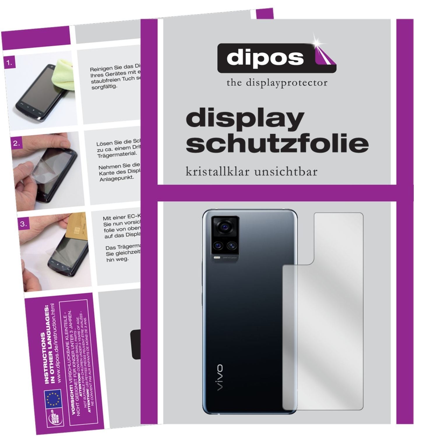 6x Schutzfolie klar für Vivo S7 5G Rückseite Displ (1)