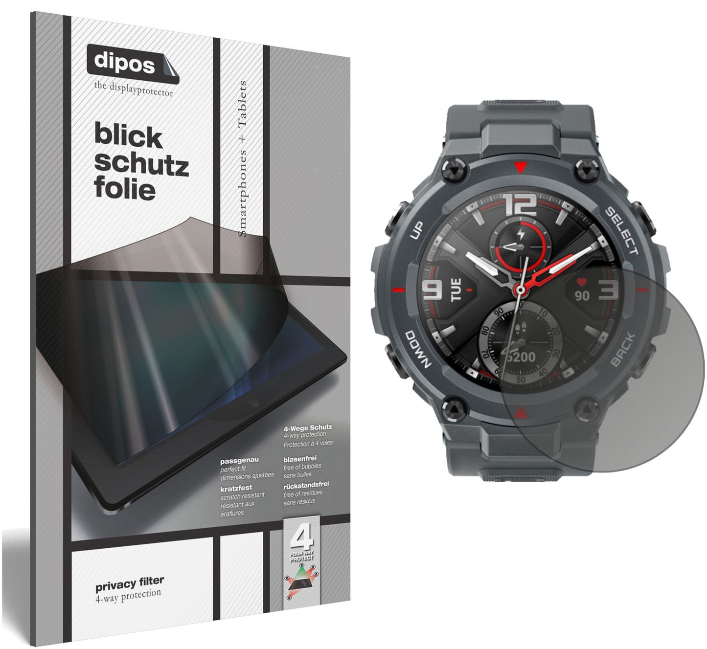 Blickschutzfolie für Amazfit T-Rex Smartwatch matt (1)